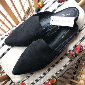 NWT Suede Black Slides with Metal Stud Details